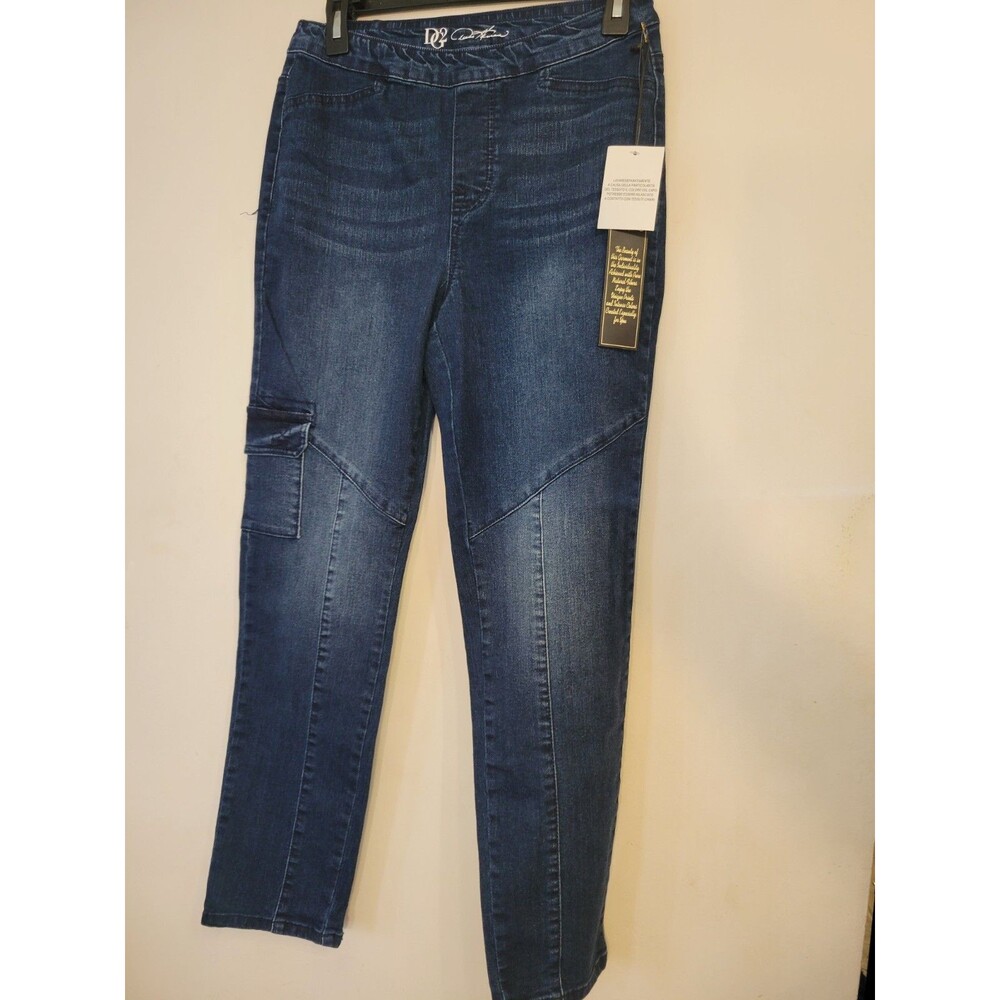 DG2 Diane Gilman Black Cropped Stretch Twill Cargo Jegging Jean Small New Womens